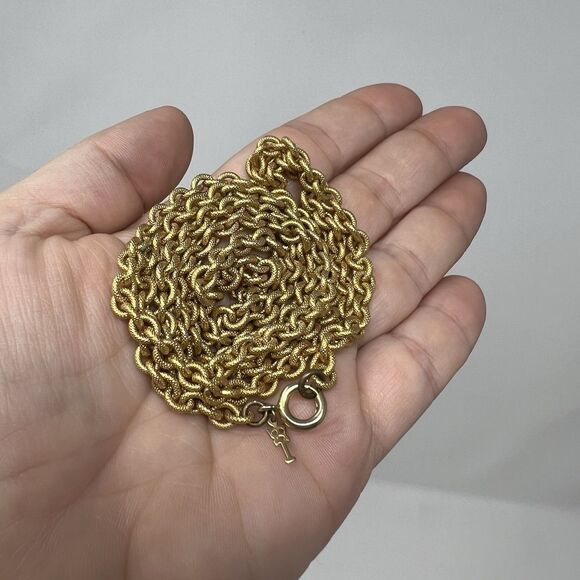 Vintage Crown Trifari Long Gold Tone Chain Necklace 32" Thick Chain Longline - Picture 8 of 9